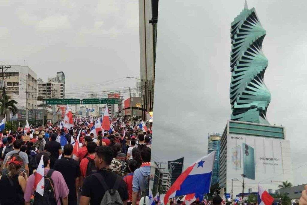 Un'immagine delle proteste a Panama
